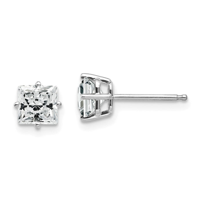 Million Charms 14k White Gold 5mm Cubic Zirconia Earrings, 5mm x 5mm