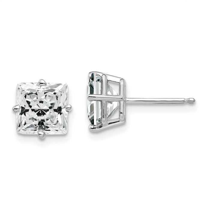 Million Charms 14k White Gold 7mm Cubic Zirconia Earrings, 7mm x 7mm