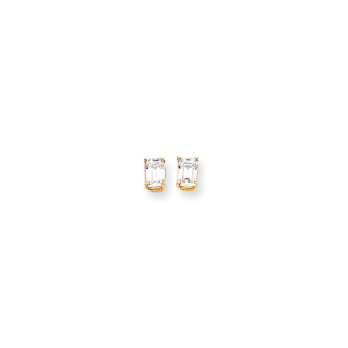 Million Charms 14k Yellow Gold 7x5mm Radiant Cut Cubic Zirconia earring, 8mm x 5mm