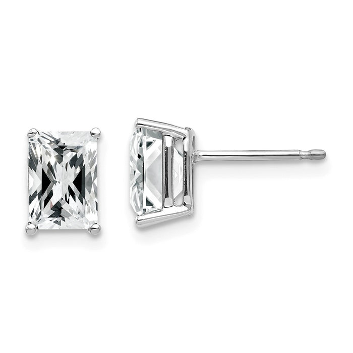 Million Charms 14k White Gold 7x5mm Radiant Cut Cubic Zirconia Earrings, 8mm x 5mm
