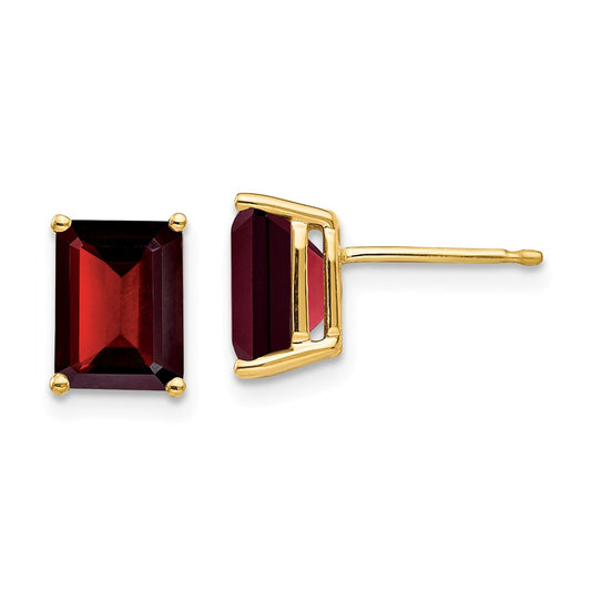 Million Charms 14k Yellow Gold 8x6mm Garnet Earrings, 9mm x 6mm