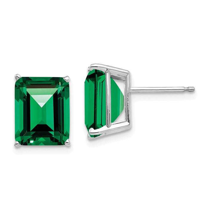 Million Charms 14k Emerald Cut Mount St. Helens Stud Earrings, 11mm x 8mm