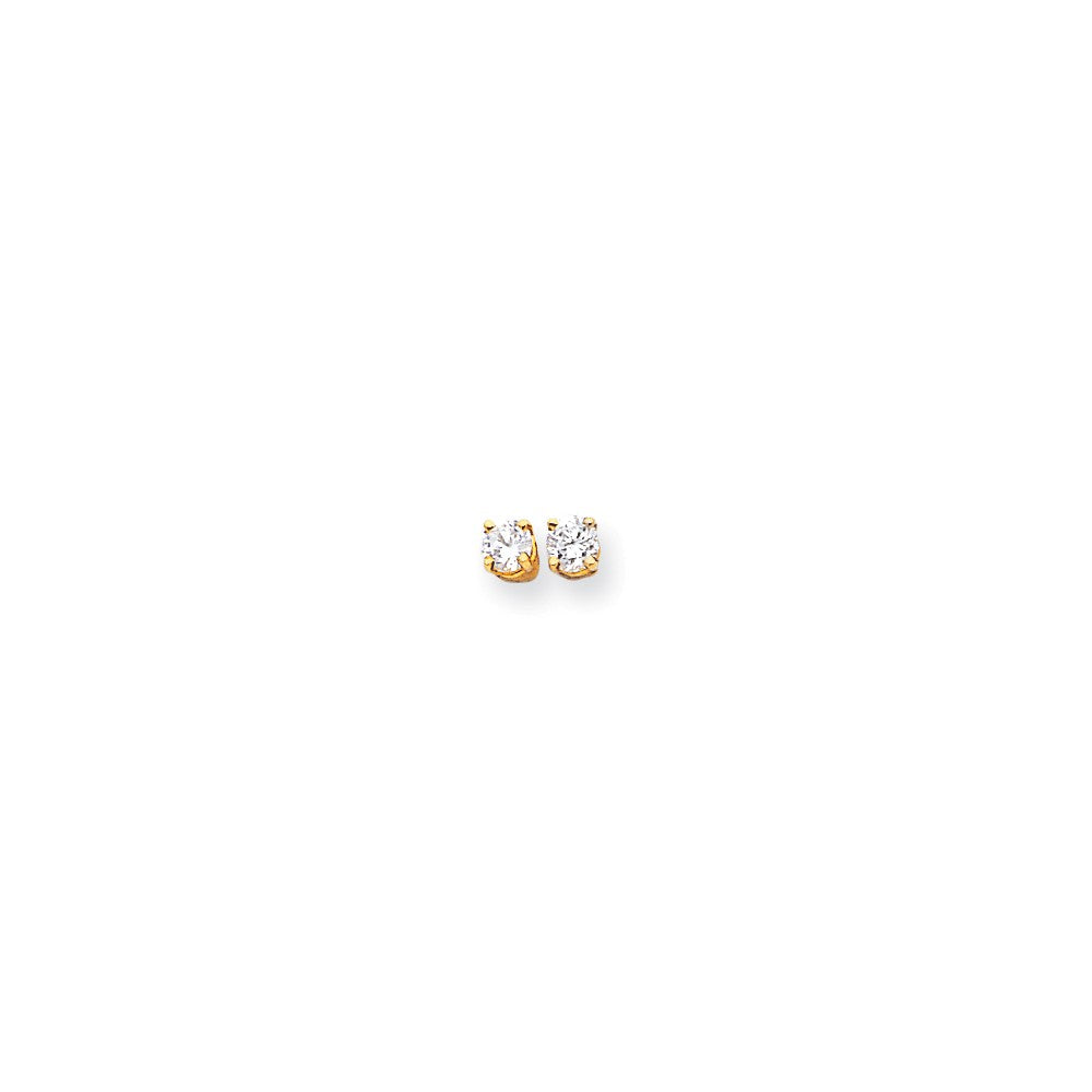 Million Charms 14k Yellow Gold 4mm Cubic Zirconia Earrings, 4mm x 4mm