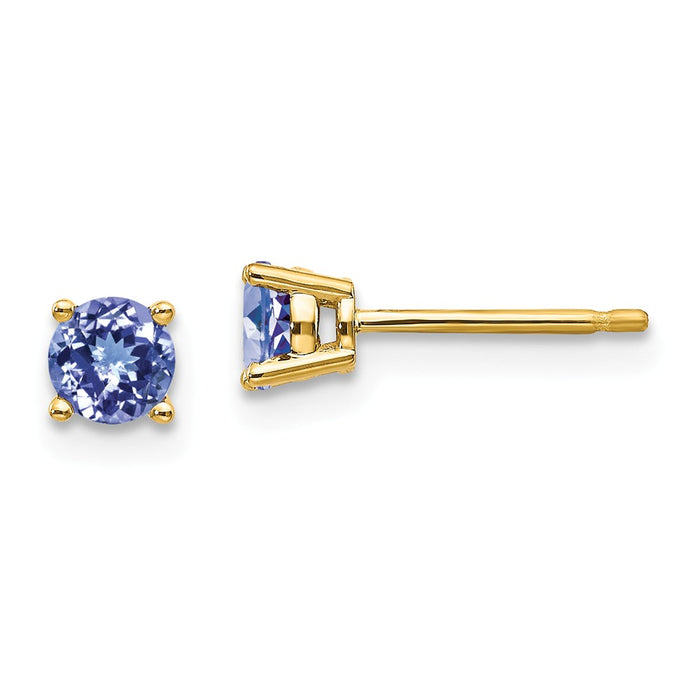 Million Charms 14k Yellow Gold Tanzanite Earrings, 4mm x 4mm