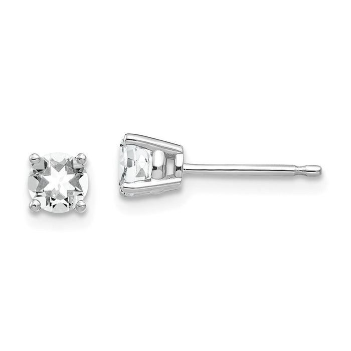 Million Charms 14k White Gold 4mm Cubic Zirconia Earrings, 4mm x 4mm