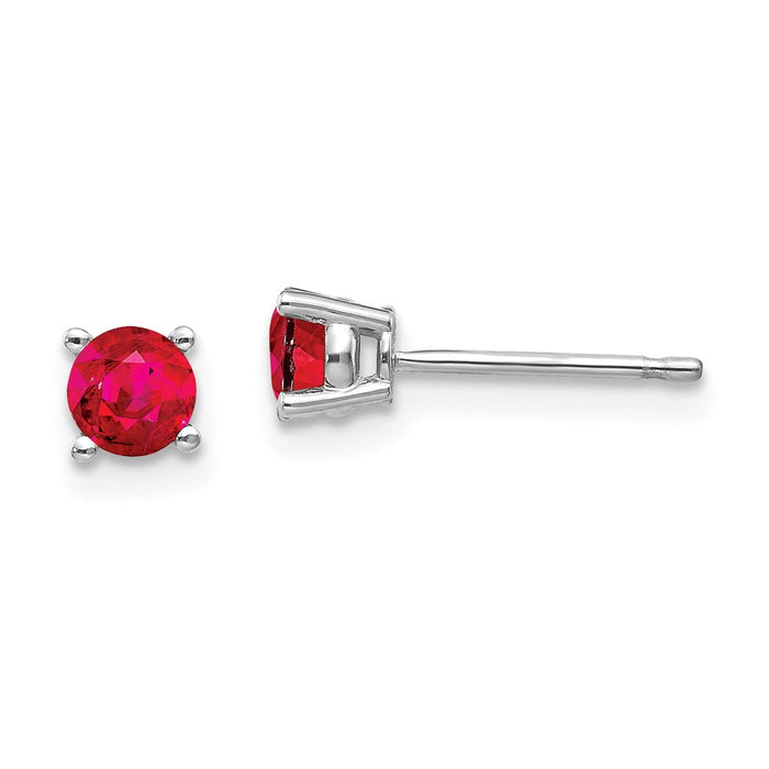 Million Charms 14k White Gold Ruby Earrings, 4mm x 4mm