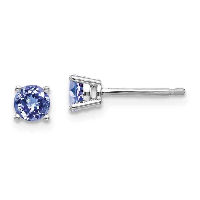 Million Charms 14k White Gold Tanzanite Post Earrings, 4mm x 4mm