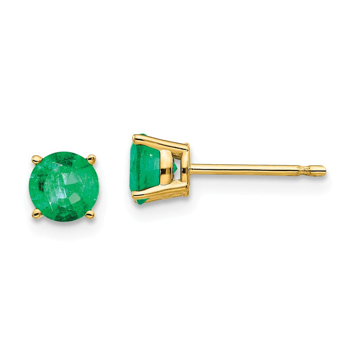 Million Charms 14k Yellow Gold Emerald Post Earrings, 5mm x 5mm