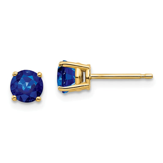 Million Charms 14k Yellow Gold Sapphire Post Earrings, 5mm x 5mm