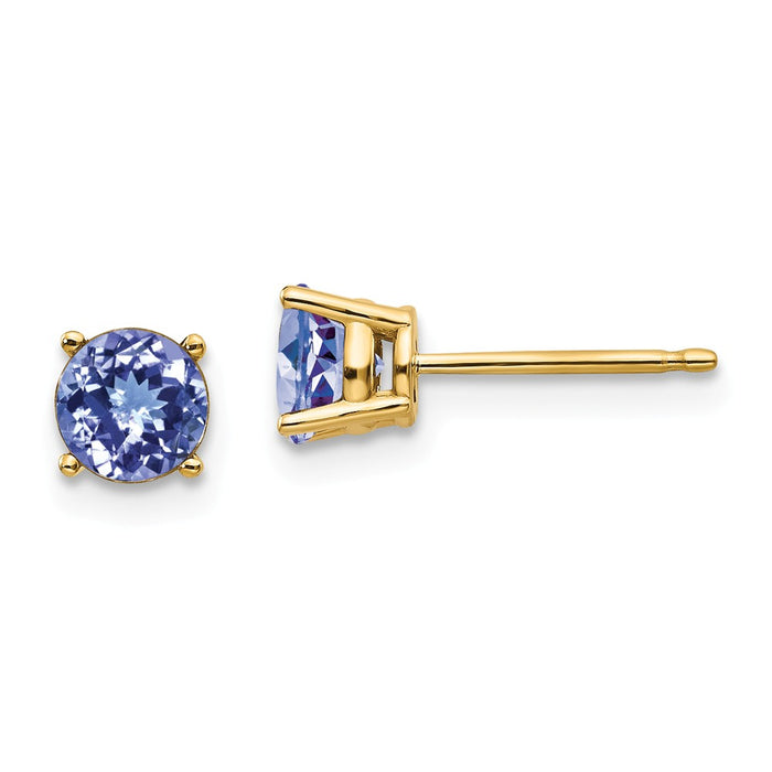 Million Charms 14k Yellow Gold Tanzanite Post Earrings, 5mm x 5mm