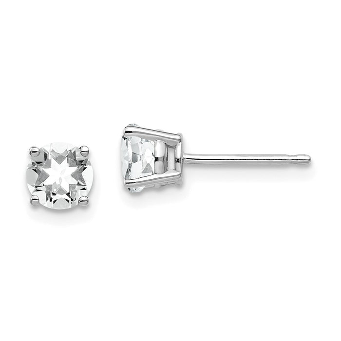 Million Charms 14k White Gold 5mm Cubic Zirconia Earrings, 5mm x 5mm