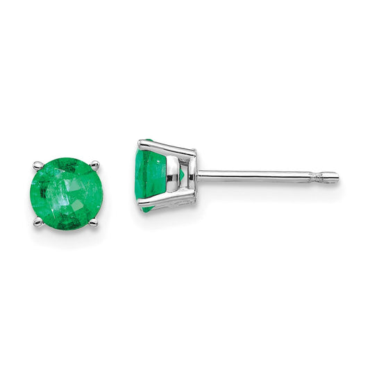 Million Charms 14k White Gold Emerald Earrings, 5mm x 5mm