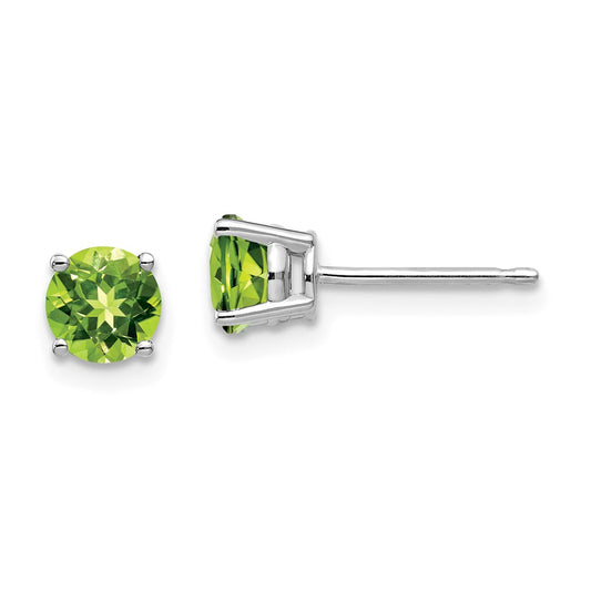 Million Charms 14k White Gold 5mm Peridot Earrings, 5mm x 5mm