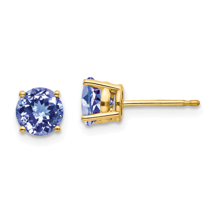 Million Charms 14k Yellow Gold Tanzanite Post Earrings, 6mm x 6mm