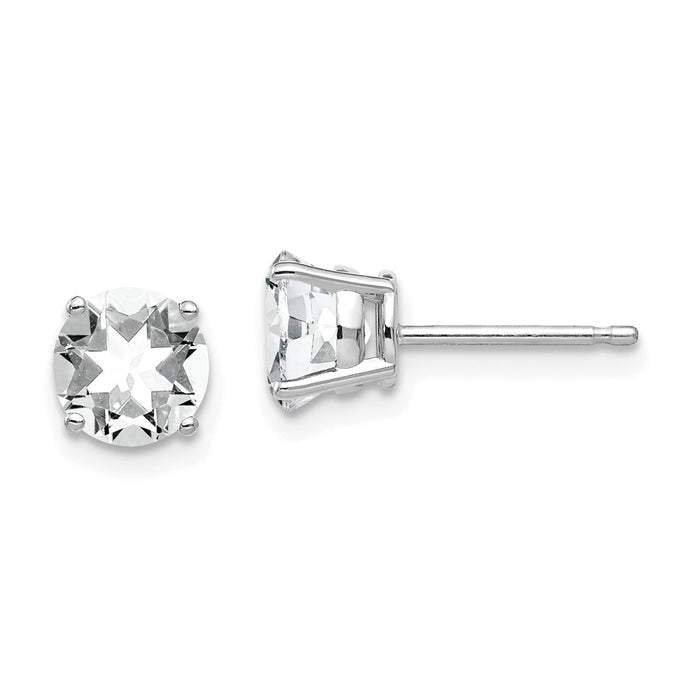 Million Charms 14k White Gold 6mm Cubic Zirconia Earrings, 6mm x 6mm