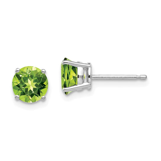Million Charms 14k White Gold 6mm Peridot Earrings, 6mm x 6mm