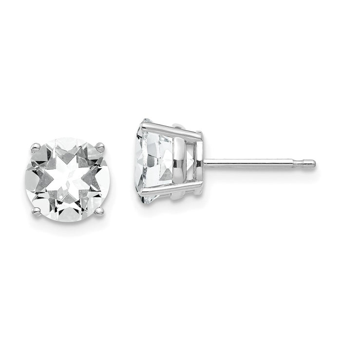 Million Charms 14k White Gold 7mm Cubic Zirconia Earrings, 7mm x 7mm