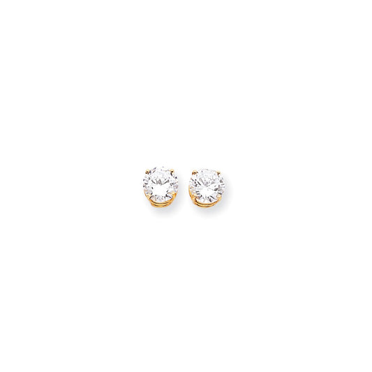 Million Charms 14k Yellow Gold 8mm Cubic Zirconia Post Earrings, 8mm x 8mm