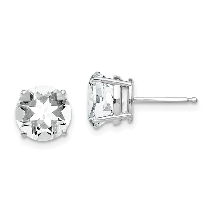 Million Charms 14k White Gold 8mm Cubic Zirconia Earrings, 8mm x 8mm