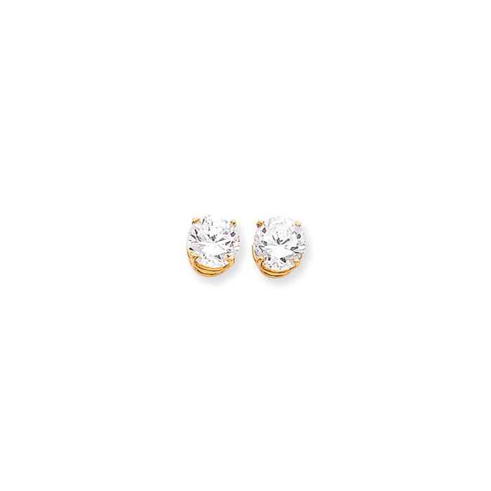 Million Charms 14k Yellow Gold 9mm Cubic Zirconia Earrings, 9mm x 9mm