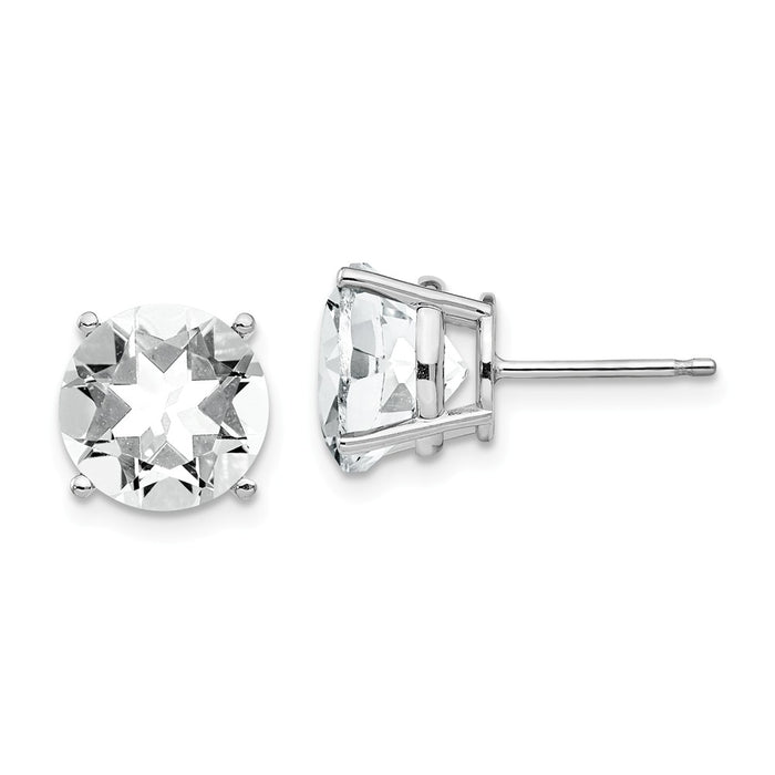 Million Charms 14k White Gold 9mm Cubic Zirconia Earrings, 9mm x 9mm