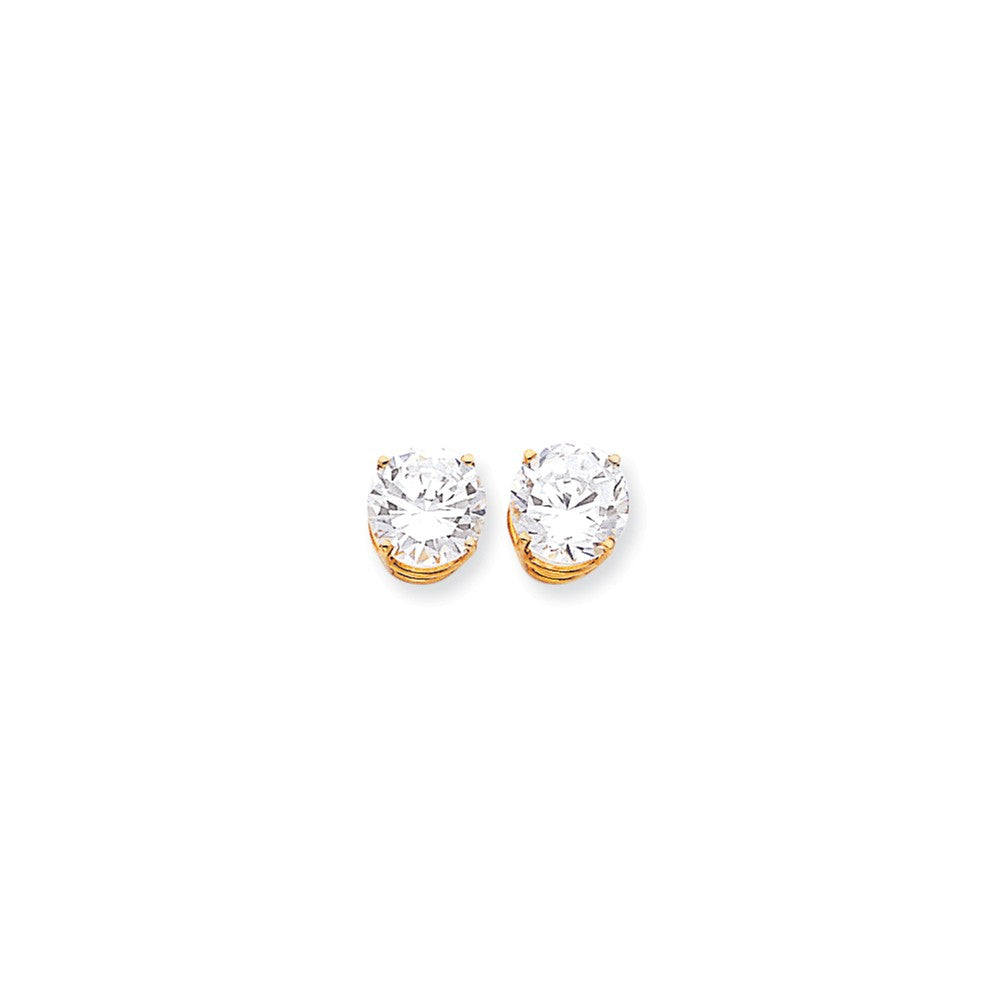 Million Charms 14k Yellow Gold 10mm Cubic Zirconia Earrings, 10mm x 10mm