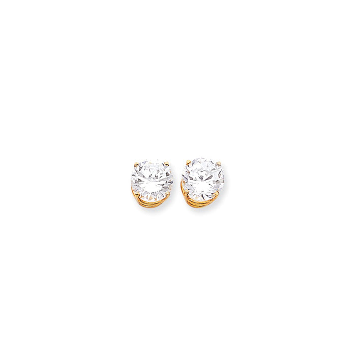 Million Charms 14k Yellow Gold 10mm Cubic Zirconia Earrings, 10mm x 10mm