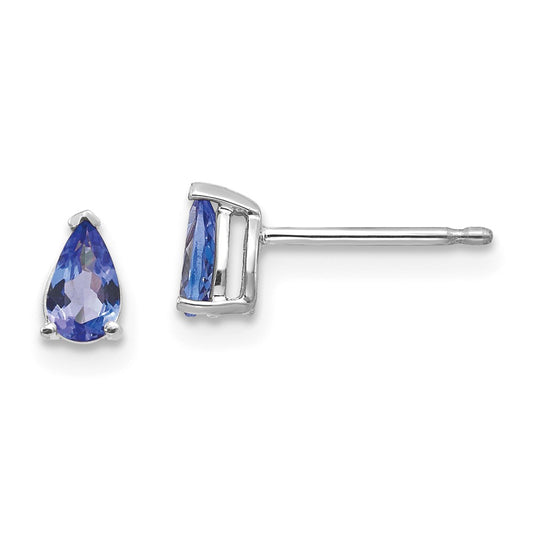 Million Charms 14k White Gold Tanzanite Earrings, 6mm x 3mm