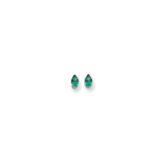 Million Charms 14k White Gold Mount St. Helens Pear Stud Earrings, 7mm x 4mm