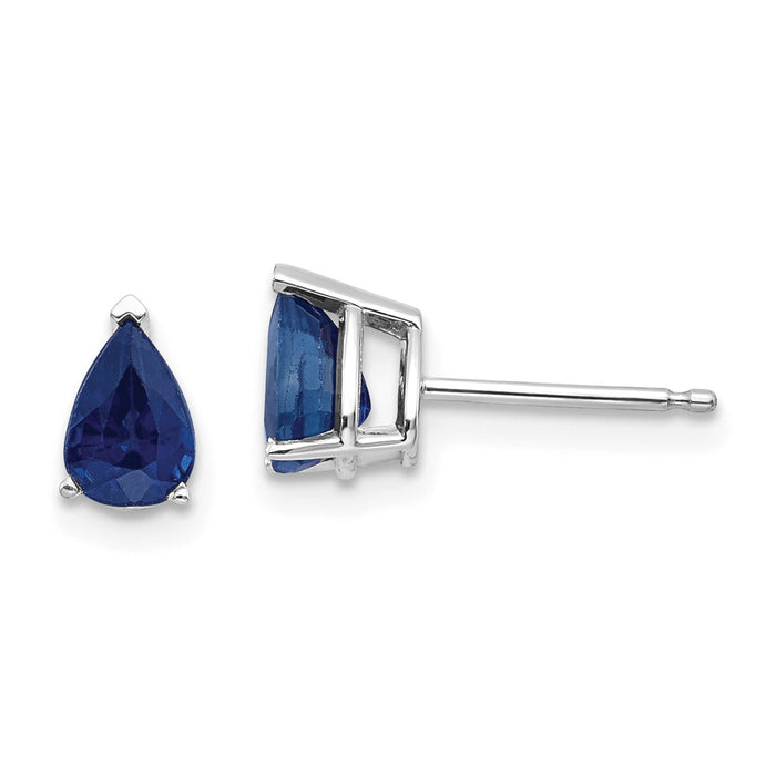 Million Charms 14k White Gold Sapphire Earrings, 7mm x 4mm