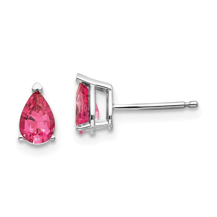 Million Charms 14k White Gold Pink Spinel Earrings, 7mm x 4mm