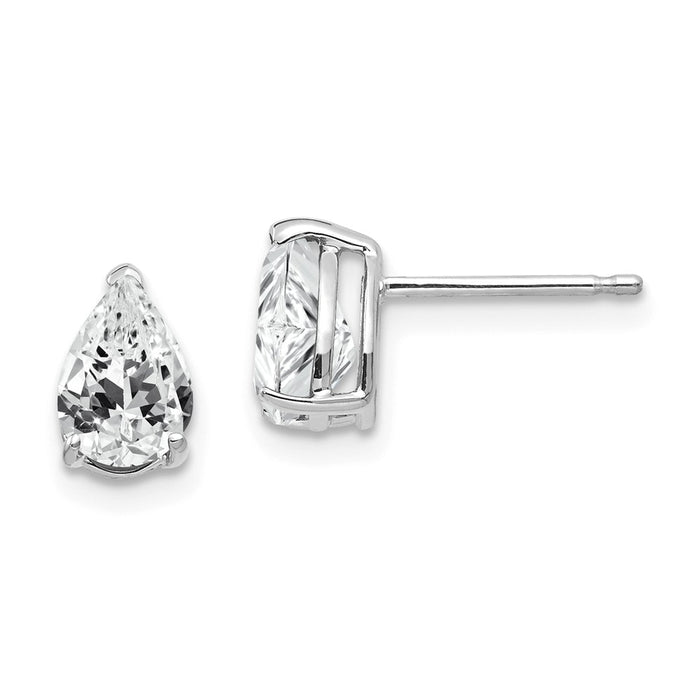 Million Charms 14k White Gold 7x5mm Pear Cubic Zirconia Earrings, 8mm x 5mm