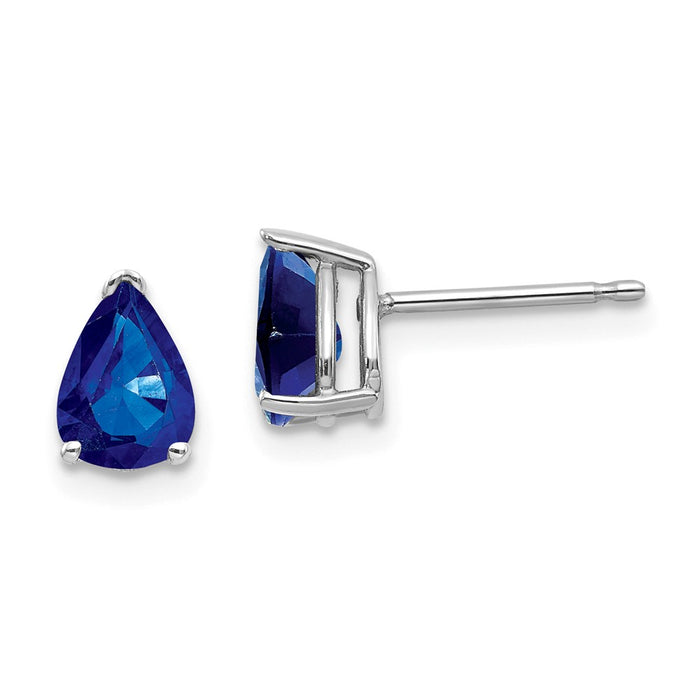 Million Charms 14k White Gold Sapphire Earrings, 8mm x 5.5mm