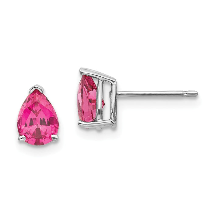 Million Charms 14k White Gold Pink Spinel Earrings, 8mm x 5.5mm