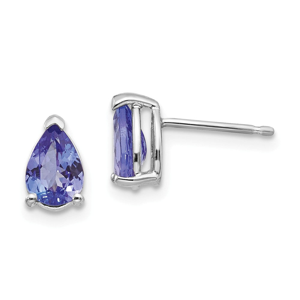 Million Charms 14k White Gold Tanzanite Earrings, 8mm x 5.5mm