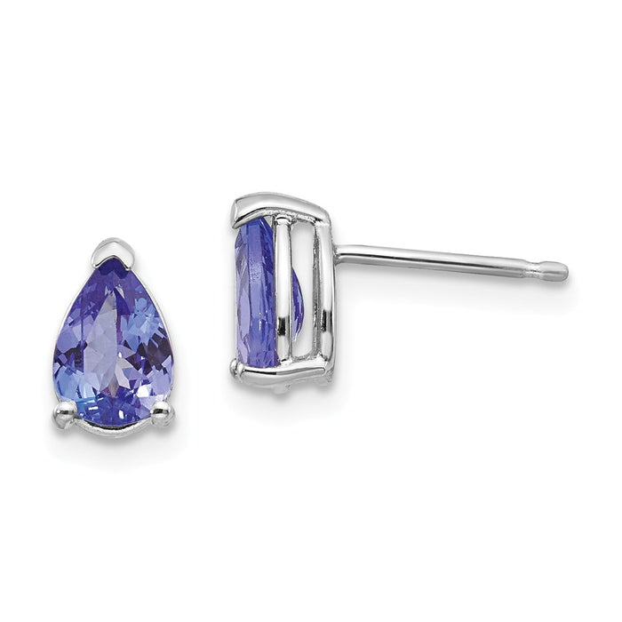 Million Charms 14k White Gold Tanzanite Earrings, 8mm x 5.5mm