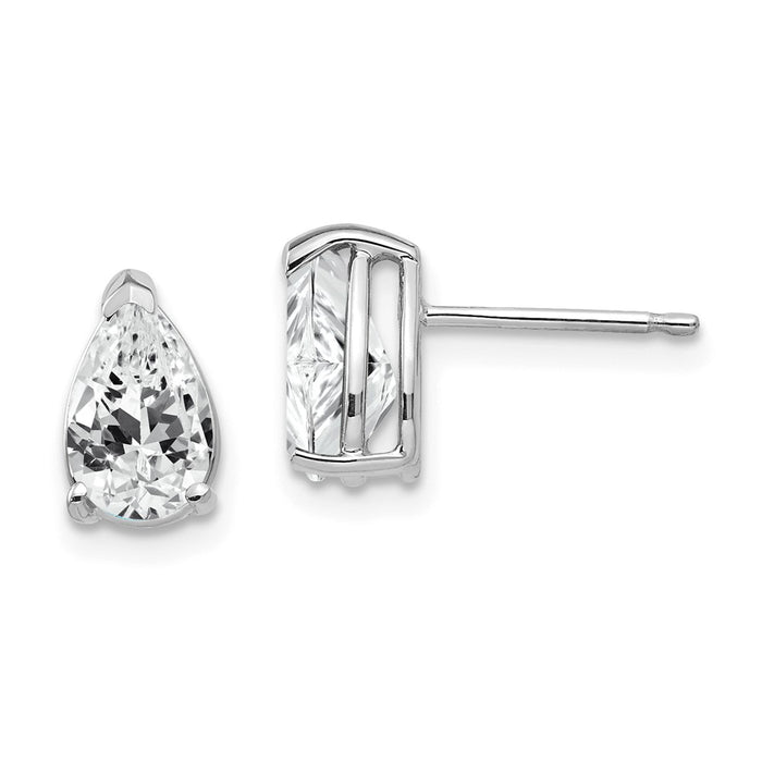 Million Charms 14k White Gold 8x5mm Pear Cubic Zirconia Earrings, 9mm x 5mm