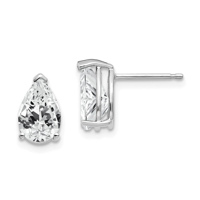 Million Charms 14k White Gold 9x6mm Pear Cubic Zirconia Earrings, 10mm x 6mm