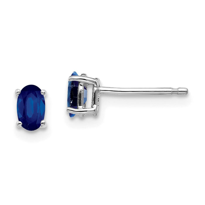 Million Charms 14k White Gold Sapphire Earrings, 5mm x 3mm