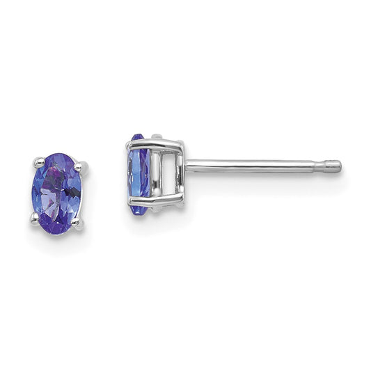 Million Charms 14k White Gold Tanzanite Earrings, 5mm x 3mm