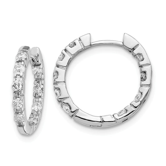 Million Charms 14k White Gold A Diamond Hinged Hoop Earrings, 20mm x 16mm