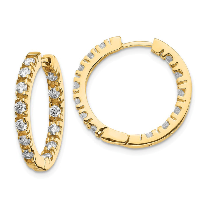 Million Charms 14k Yellow Gold AA Diamond Hinged Hoop Earrings, 24mm x 24mm