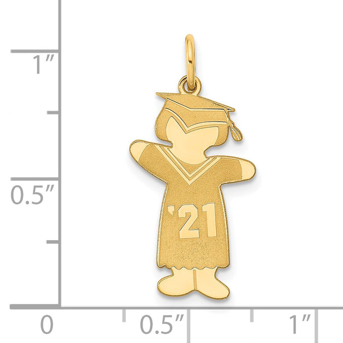 Million Charms Gold Plated Sterling Silver Class of 2021 Graduation Girl Cuddle Necklace Charm Pendant