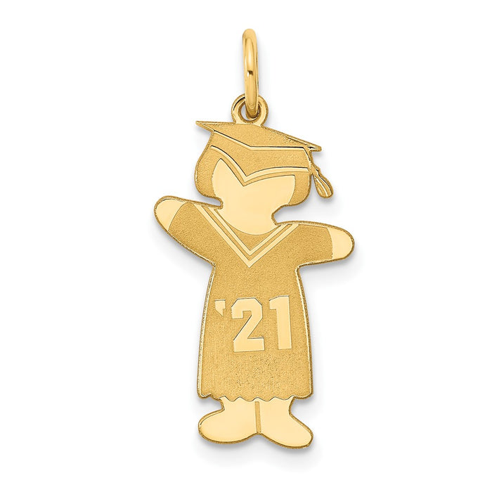 Million Charms Gold Plated Sterling Silver Class of 2021 Graduation Girl Cuddle Necklace Charm Pendant