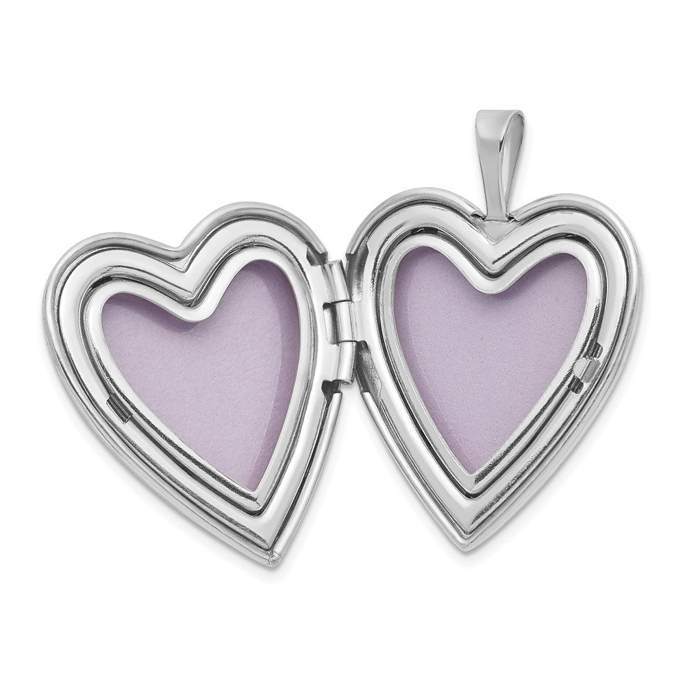 Million Charms 14K 20Mm White Gold Themed Diamond Set Relgious Cross Heart Locket