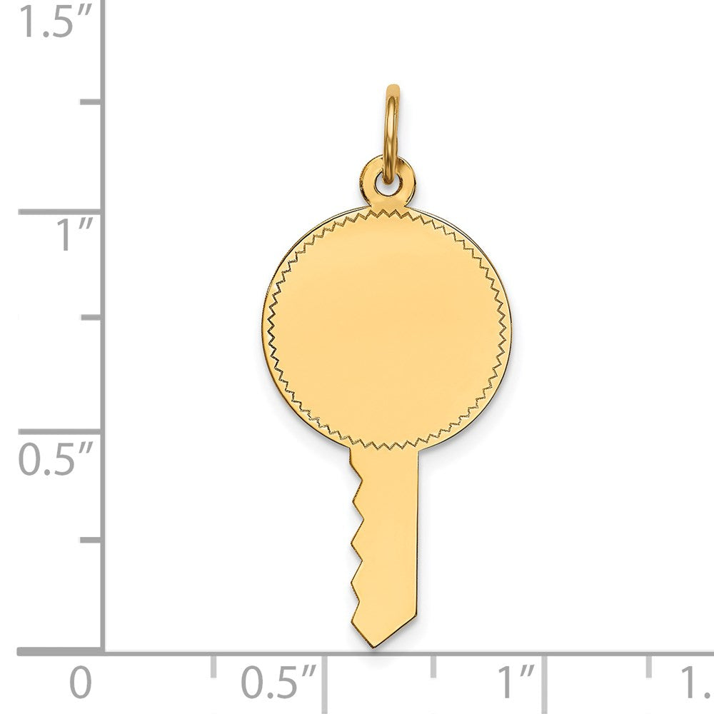 Million Charms 14K Yellow Gold Themed Plain .011 Gauge Engravable Key Charm