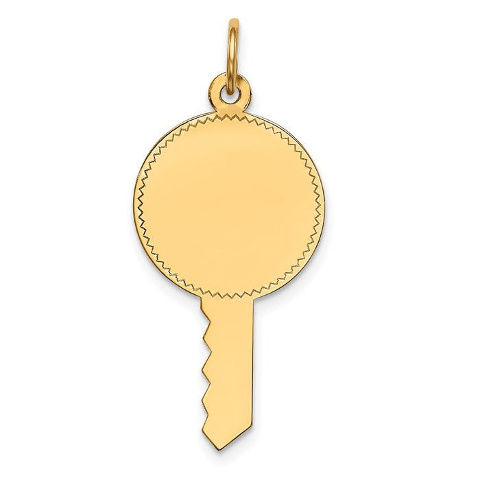 Million Charms 14K Yellow Gold Themed Plain .011 Gauge Engravable Key Charm