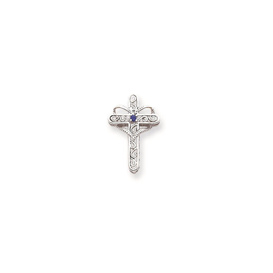 Dije de cruz religiosa de nácar genuino con temática de Million Charms en oro blanco de 14K