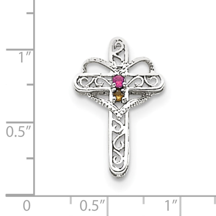 Million Charms 14K White Gold Themed Genuine Mother'S Relgious Cross Pendant