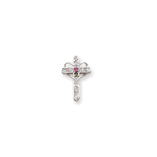 Colgante de cruz religiosa de nácar genuino con temática de oro blanco de 14 quilates de Million Charms